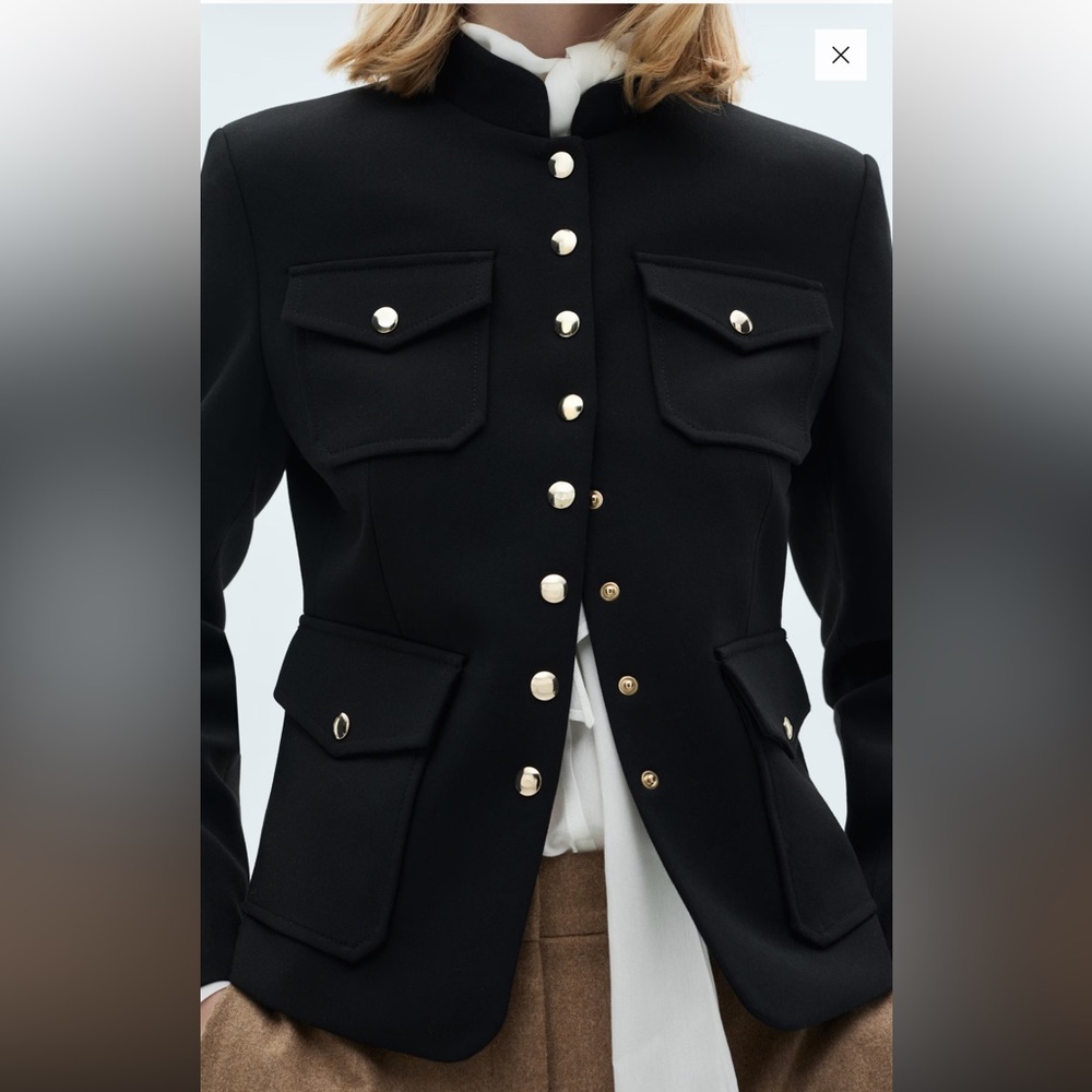 Mango Black Blazer with Gold Buttons